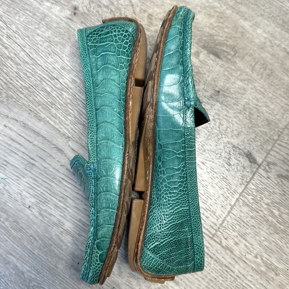 GUCCI crocodile leather slip on driving shoes with rubber soles teal 6 1/2 - Picture 12 of 13